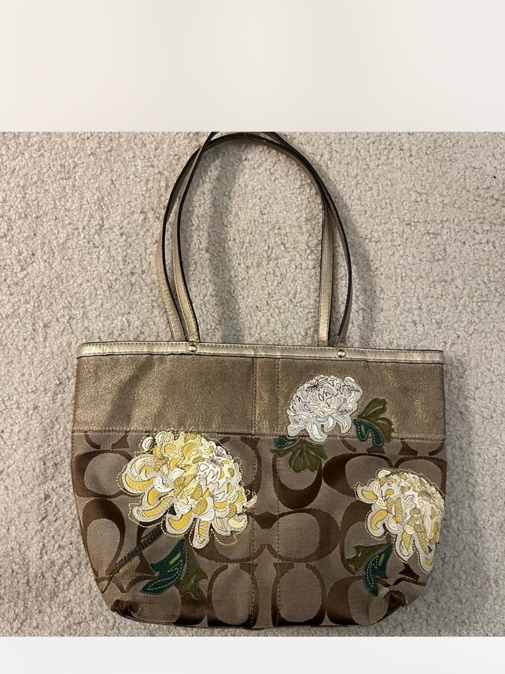 Vintage Coach Floral Embroidered Tote